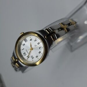 Vintage Fossil F² Watch ES9439 Two Tone Gold Silver Stainless Steel Gold